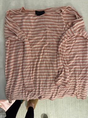 Hatch Pink and White Striped Long Sleeve Top size 0